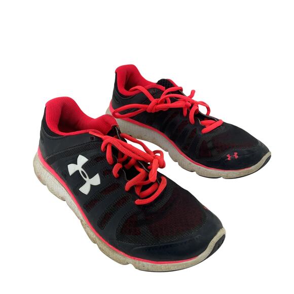 Under Armour Micro G 4D-Foam Women's Black/Red Athletic Shoes Size 9 Preowned - Picture 1 of 8